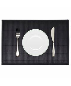 242109 6 Bamboo Placemats 30 x 45 cm Black, Цвят: Черен