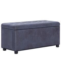 281376 Storage Ottoman 87,5 cm Grey Faux Suede Leather