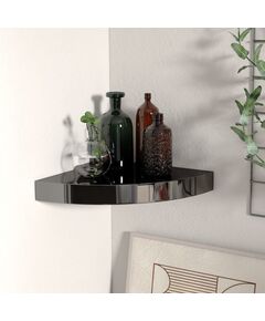 323889 Floating Corner Shelf High Gloss Black 25x25x3,8 cm MDF