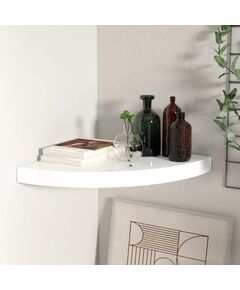 323907 Floating Corner Shelf High Gloss White 35x35x3,8 cm MDF, Цвят: Бял, Размер: 35 x 35 x 3.8 cm