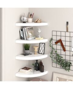 323909 Floating Corner Shelves 4 pcs High Gloss White 35x35x3,8 cm MDF