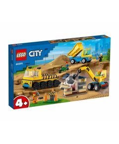 LEGO® City Great Vehicles 60391 - Строителни камиони и кран с разбиваща топка