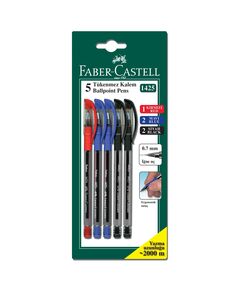 Faber-Castell Химикалка 1425 Fine, асорти, 5 броя