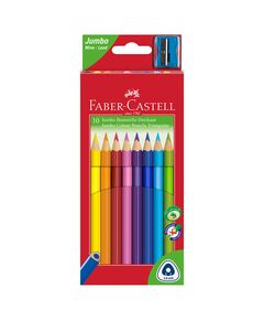 Faber-Castell Цветни моливи Triangular Jumbo, 10 цвята, с включена острилка