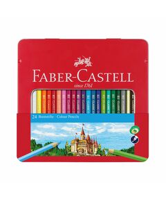 Faber-Castell Цветни моливи Замък, 24 цвята, в метална кутия