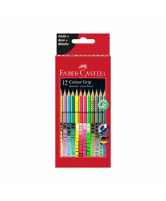 Faber-Castell Акварелни моливи Grip, 12 пастелни, неонови и металикови цвята