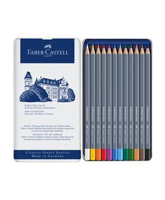 Faber-Castell Акварелни моливи Goldfaber Aqua, 12 цвята, в метална кутия