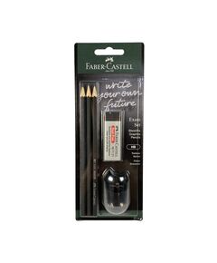 Faber-Castell Молив 1111, чернографитен, HB, 3 броя, с включени аксесоари