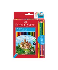 Faber-Castell Цветни моливи Замък 36+6+1 цвята, с включена острилка