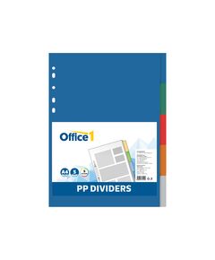 Office 1 Разделител, PP, A4, с цветове, 5 броя