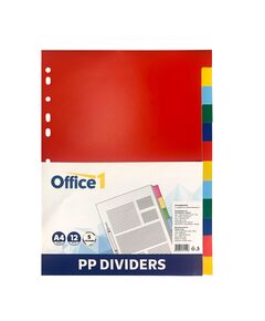 Office 1 Разделител, PP, A4, с цветове, 12 броя