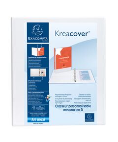 Exacompta Папка Kreacover, А4, с 4 ринга, 3 джоба, 64 mm, бяла