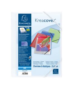 Exacompta Папка Keracover, PP, с 3 капака и ластик, бяла