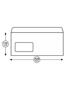 Office 1 Пощенски плик, DL, 110 x 220 mm, хартиен, с ляво прозорче, със самозалепваща лента, бял, 100 броя