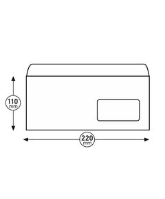 Top Office Пощенски плик, DL, 110 x 220 mm, хартиен, с дясно прозорче, със самозалепваща лента, бял, 1000 броя