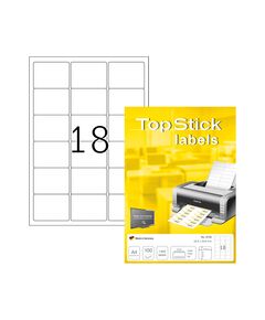 Top Stick Самозалепващи етикети, A4, заоблени, 63.5 х 46.6 mm, 18 броя, 100 листа