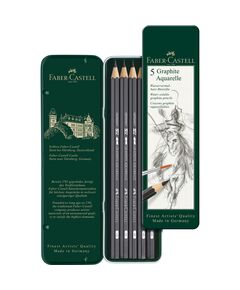 Faber-Castell Акварелни моливи Graphite Aquarelle, чернографитни, 5 броя в метална кутия