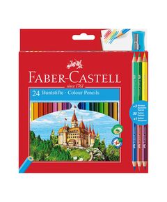 Faber-Castell Цветни моливи Замък, 24 + 6 цвята, с включена острилка