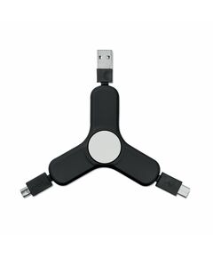 Преходник Spincable, USB, micro USB, Type C, черен