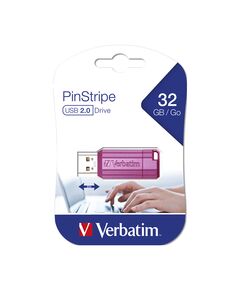 Verbatim USB флаш памет Pinstripe, USB 2.0, 32 GB, розова