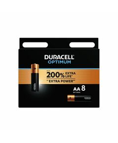 Duracell Алкална батерия Optimum, AA, LR6, 1.5 V, 8 броя