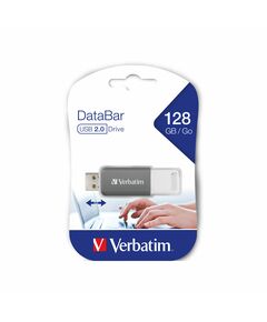 Verbatim USB флаш памет DataBаr, USB 2.0, 128 GB, сива