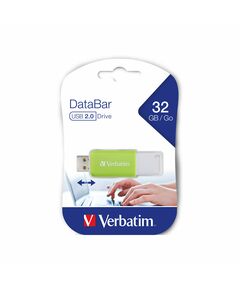 Verbatim USB флаш памет DataBаr, USB 2.0, 32 GB, зелена