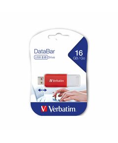 Verbatim USB флаш памет DataBаr, USB 2.0, 16 GB, червена