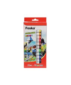 Foska Темперни бои, професионални, в тубички, 12 ml, 12 цвята