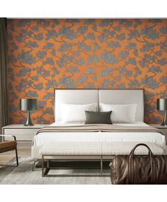 DUTCH WALLCOVERINGS Тапет борово дърво, синьо и оранжево, Цвят: Син, Количество в пакет: 1