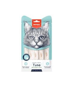 Wanpy Creamy Tuna and cod 5 x 14 г - премиум клас кремообразно лакомство за котки с риба тон и треска, 5 порции