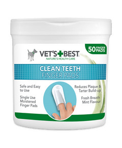 Vet's Best Clean Teeth Finger Pads 50бр дентални кърпички за почистване на зъби, аромат на мента