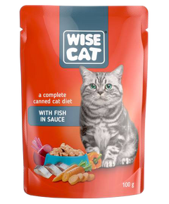 WISE CAT пауч за котки парченца риба в сос 24х100 г