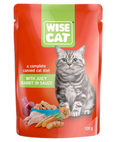 WISE CAT пауч за котки парченца заешко в сос 24х100 г