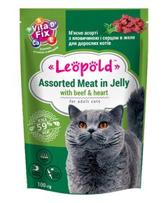 Leopold Cat пауч за котки с говеждо в желе, 24x100 г