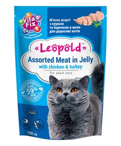 Leopold Cat пауч за котки с пиле и пуйка, 24х100 г