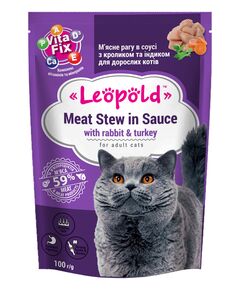 Leopold Cat пауч за котки със заек и пуйка, 24х100 г