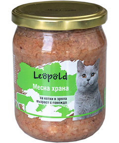 Leopold Cat храна за котки с говеждо месо, буркан, 6х460 г