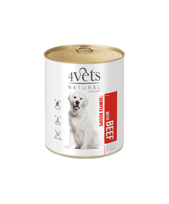 4Vets Dog Natural консервирана храна за кучета с говеждо месо, 800 г