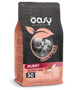 Oasy Grain Free Puppy Medium/Large - за средни и големи породи, пуйка, 2.5 кг