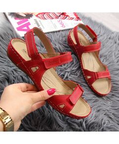 Red Velcro leather sandals W Helios 205