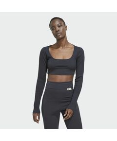 Adidas Studio Lounge Ribbed Cropped Long Sleeve Tee W HH8502