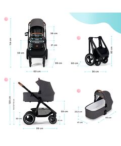 Kinderkraft бебешка количка EVERYDAY 2in1 dark grey