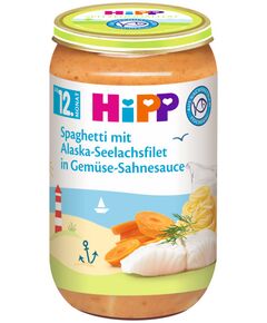 Hipp ПЮРЕ СПАГЕТИ,ТРЕСКА ОТ АЛЯСКА, ЗЕЛНЧУЦИ 250г