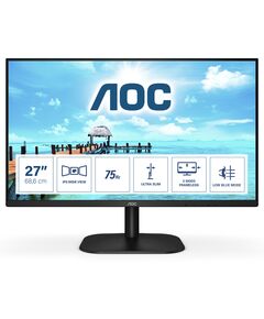 Монитор, AOC 27B2H/EU, 27" IPS WLED, 1920x1080@75Hz, 4ms GTG, 250cd/m2, 1000:1, DC20M:1, FlickerFree, Low Blue Light, Tilt, D-SUB, HDMI