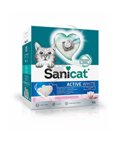 Sanicat Active White Lotus - котешка тоалетна висококачествен бял бентонит / аромат на цветя / - 4бр х 10 литра