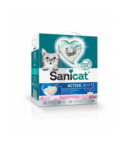 Sanicat Active White Lotus - котешка тоалетна висококачествен бял бентонит / аромат на цветя / - 6бр х 6 литра