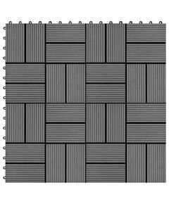 11 бр декинг плочки, WPC, 30x30 см, 1 кв.м., сиви