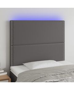 LED горна табла за легло,сива,100x5x118/128 см, изкуствена кожа, Цвят: Сив, Количество в пакет: 1, Размер: 100 x 5 x 118/128 cm