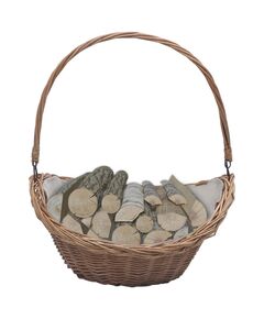 286987 Firewood Basket with Handle 57x46,5x52 cm Brown Willow